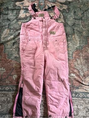 Children's Pink Insulated Bib Overalls with Adjustable Straps